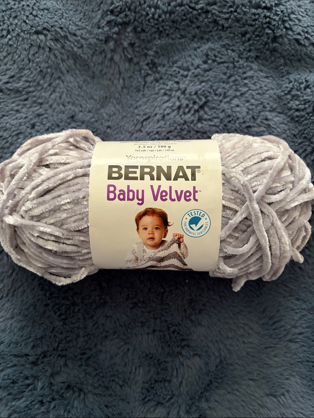 Bernat Baby Velvet Plush Yarn - Grey 100g